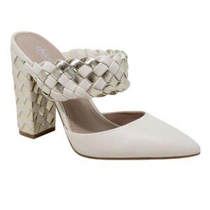 Charles by Charles David Micky Cream Metallic Woven Block Heel Pump Size 9